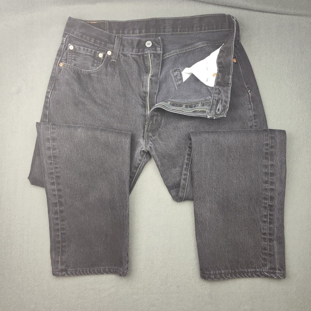 Levis 501 Jeans Mens 35x30 Black Custom Altered Black Circle‎ Straight Leg Denim - Picture 7 of 16